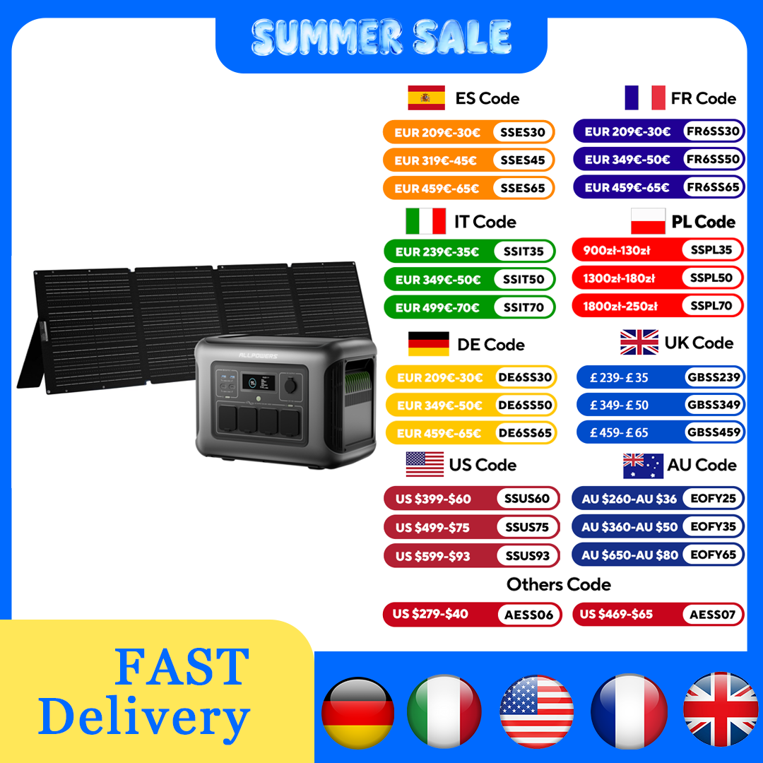 Rv Solar Kit 400W - สถานีไฟฟ้าพกพา ALLPOWERS R1500 LITE ความจุ 1056Wh