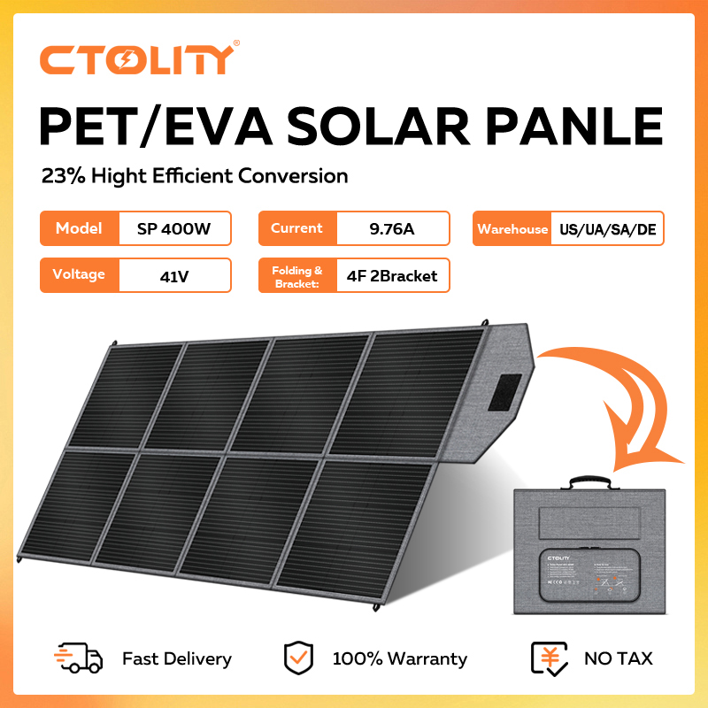 Rv Solar Kit 400W - CTOLITY 400W แผงโซลาร์เซลล์แบบพกพาชุดพลังงานแสงอาทิตย์ครบชุด 41V EVA เครื่องชาร์จพลังงานแสงอาทิตย์แบบพับได้สำหรับเครื่องกำเนิดไฟฟ้าแคมป์ปิ้งอาร์วีเรือฉุกเฉินใหม่